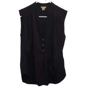 Converse One Star Sleeveless Polyester V Neck Front Buttons Shirt Size Medium